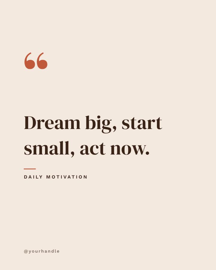 Terracotta Dream big, start Quote Post — editable social media template