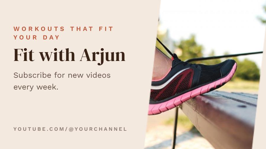 Terracotta Fit with Arjun YouTube Channel Banner — editable social media template