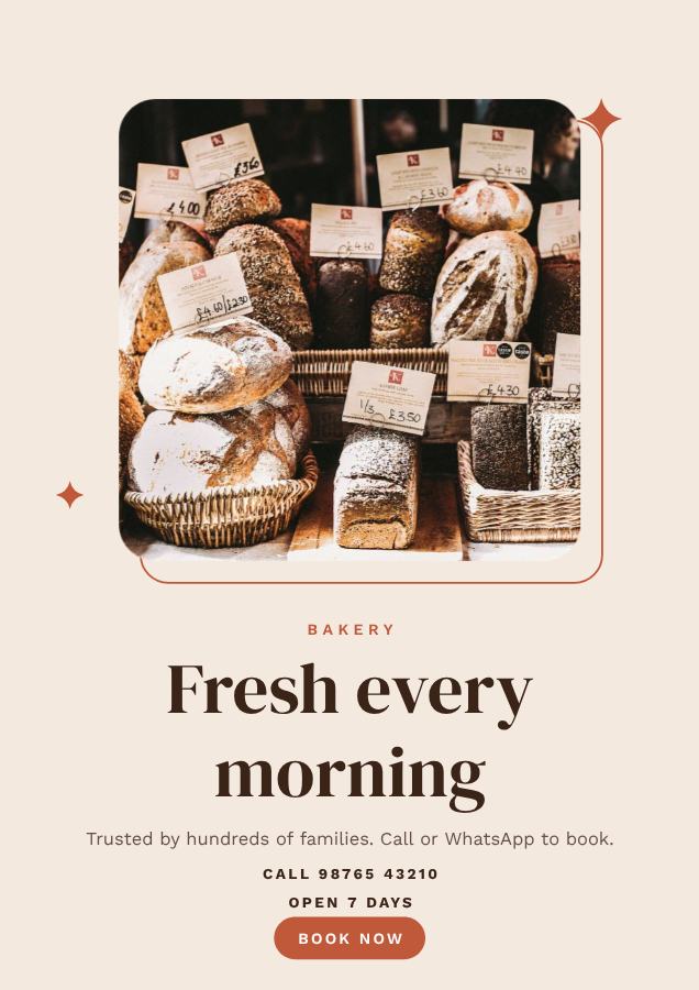 Terracotta Fresh every morning Bakery Flyer A4 — editable business template