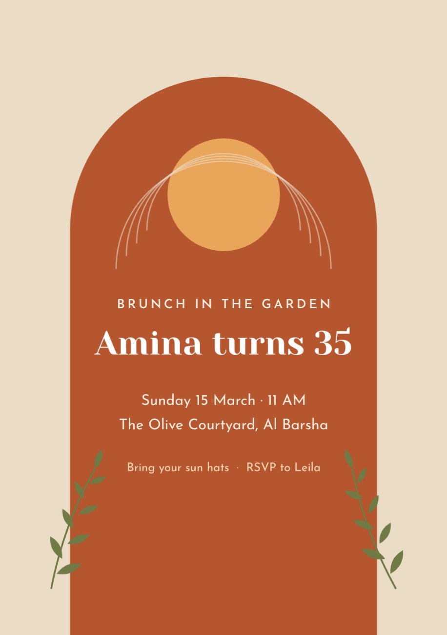 Terracotta Garden Brunch Birthday Invitation — editable birthday template