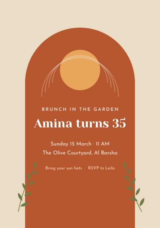 Terracotta Garden Brunch Birthday Invitation template