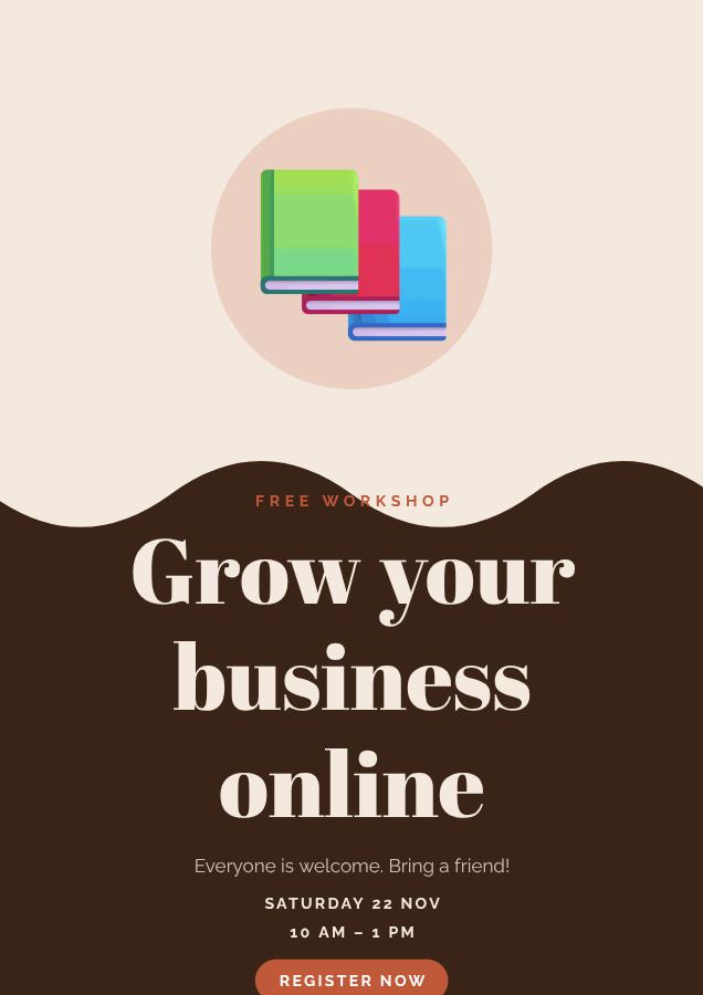 Terracotta Grow your business online Poster — editable marketing template