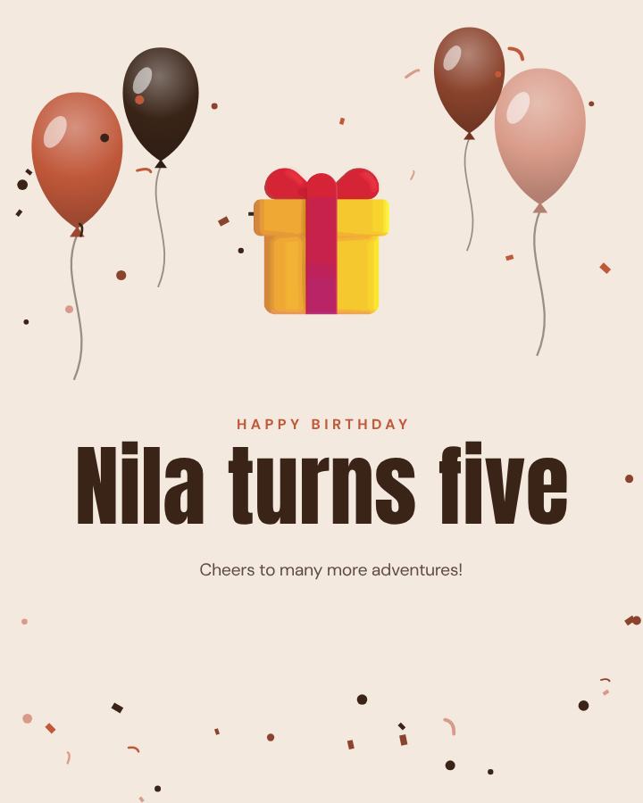 Terracotta Happy Five Nila Birthday Post — editable birthday template