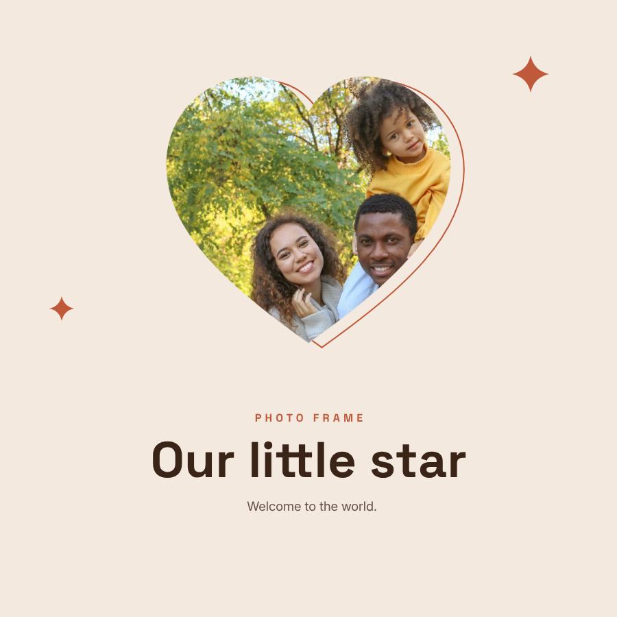 Terracotta Heart Frame Our little star — editable photo collage template