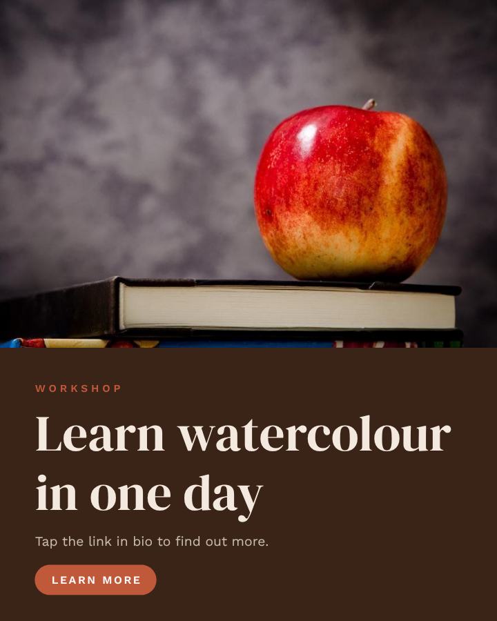 Terracotta Learn watercolour in one day Announcement Post — editable social media template