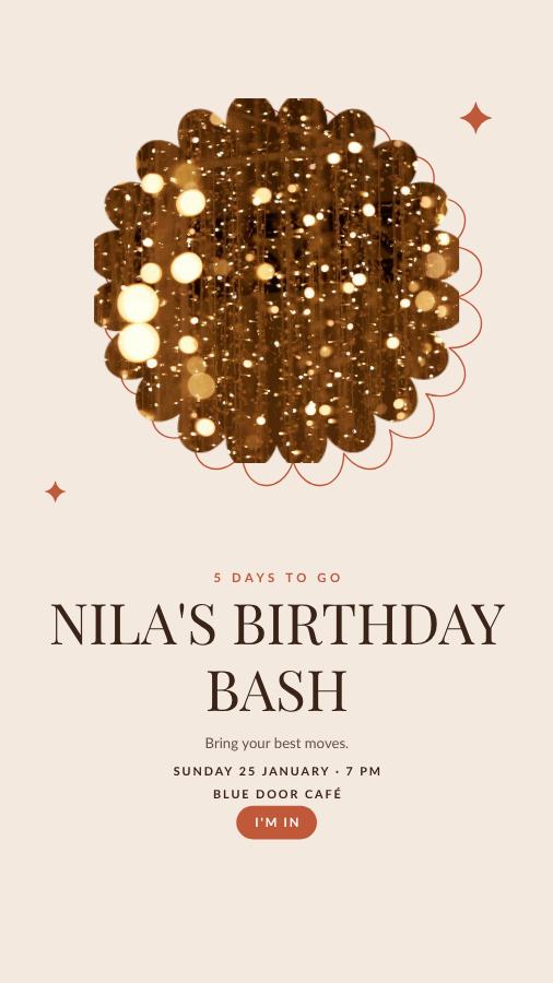 Terracotta Nila Birthday Bash Story — editable birthday template