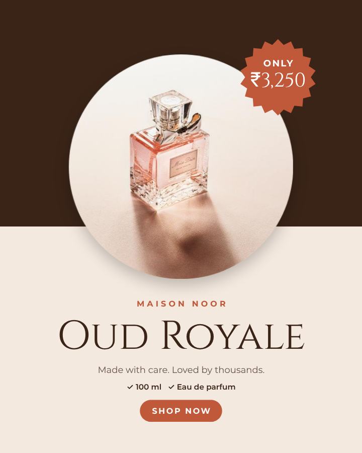 Terracotta Oud Royale Product Ad — editable marketing template