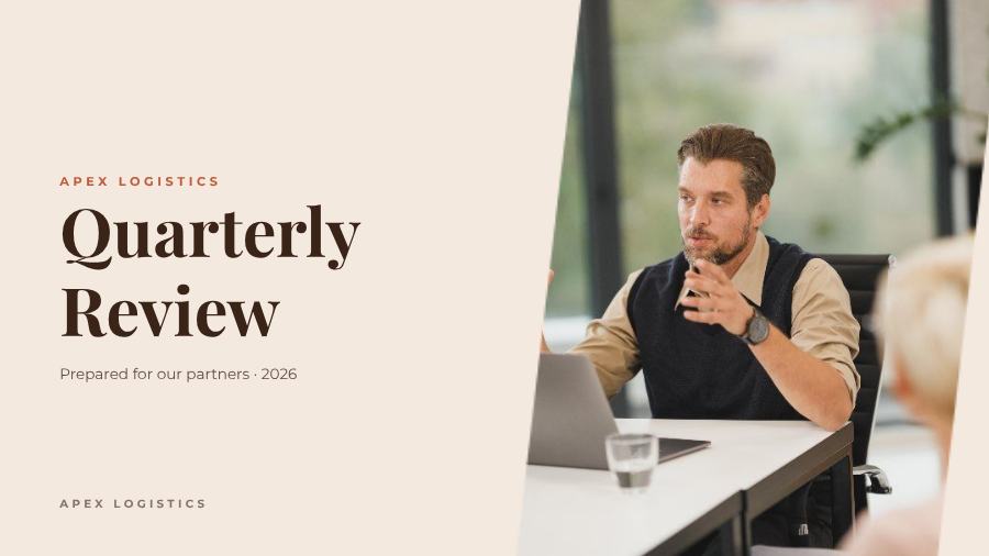 Terracotta Quarterly Review Presentation Bold — editable business template