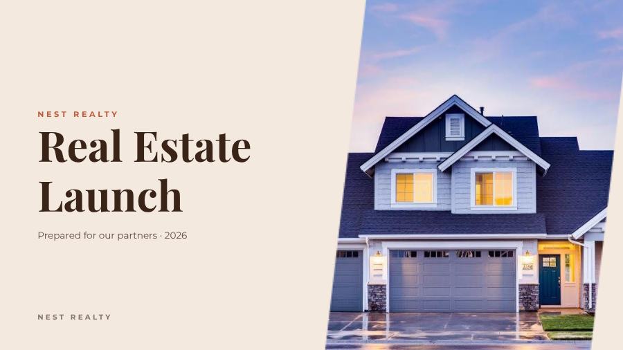 Terracotta Real Estate Launch Presentation Bold — editable business template