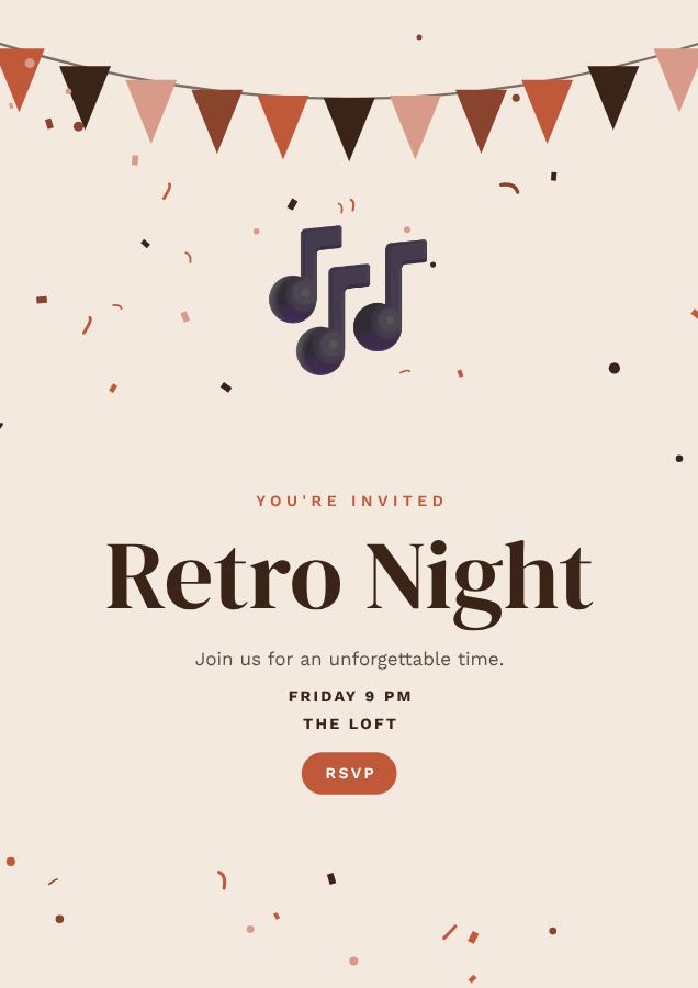 Terracotta Retro Night Poster — editable events template