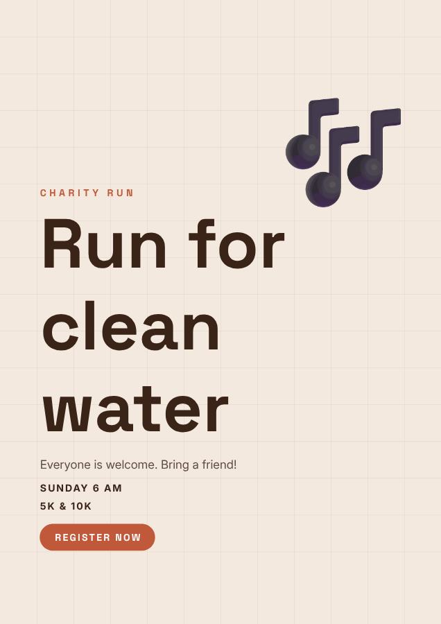 Terracotta Run for clean water Poster — editable marketing template