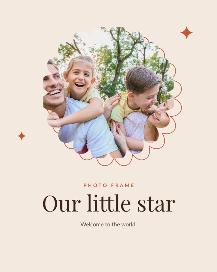 Terracotta Scallop Frame Our little star — editable photo collage template