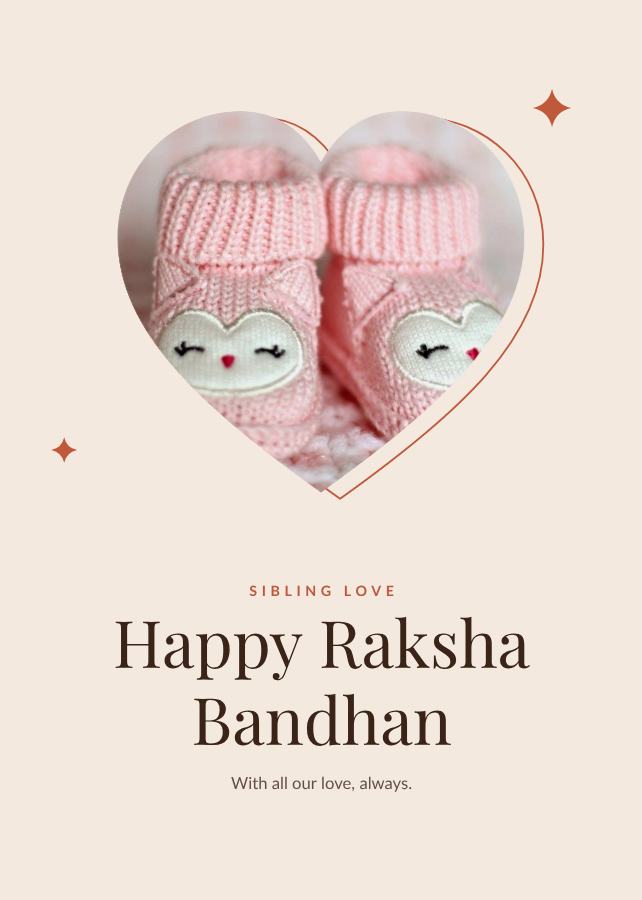 Terracotta Sibling love Happy Raksha Bandhan Note — editable love & family template