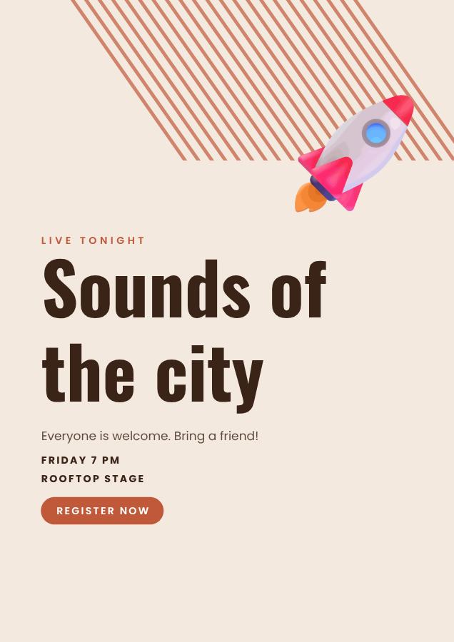 Terracotta Sounds of the city Poster — editable marketing template