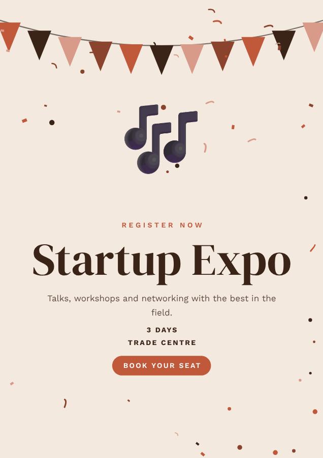Terracotta Startup Expo Poster — editable events template