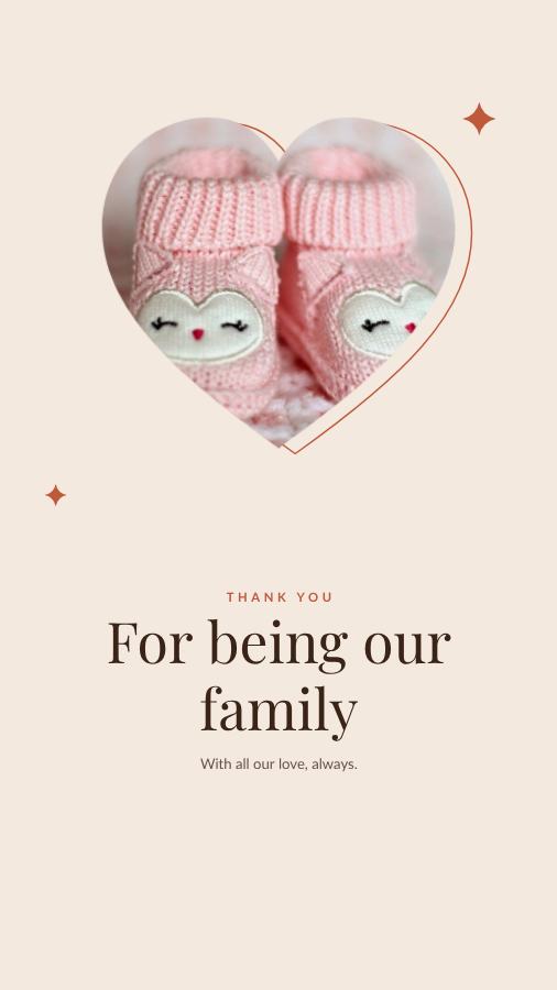 Terracotta Thank you For being our family Story — editable love & family template
