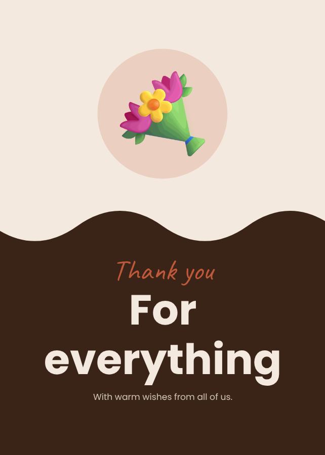 Terracotta Thank you for everything Card II — editable cards template