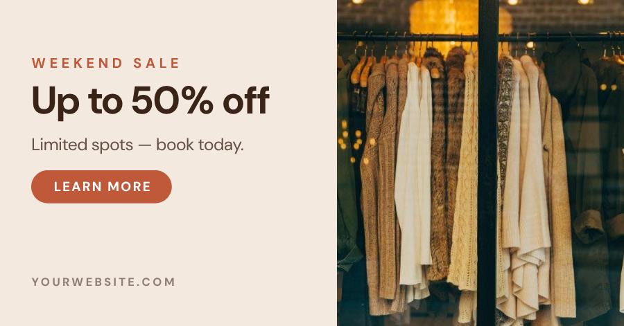 Terracotta Weekend Sale Facebook Post — editable social media template