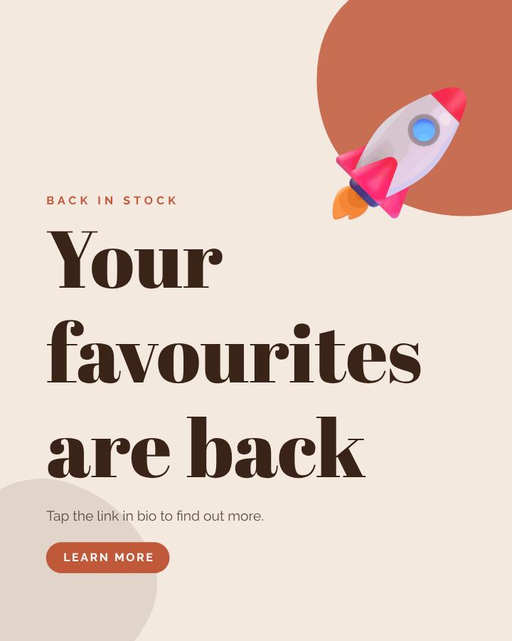 Terracotta Your favourites are back Announcement Post — editable social media template