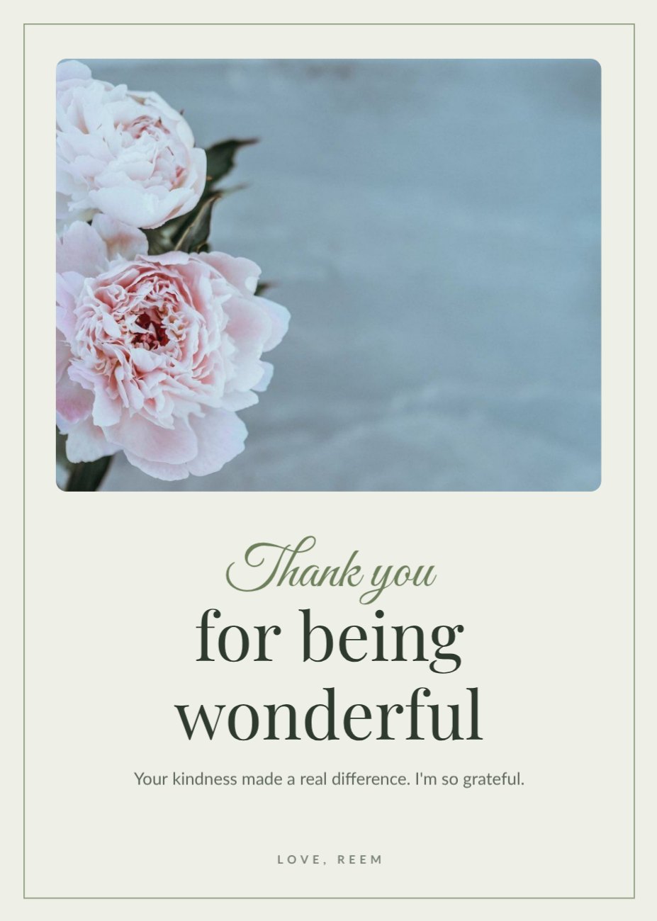 Thank You Floral Card — editable cards template