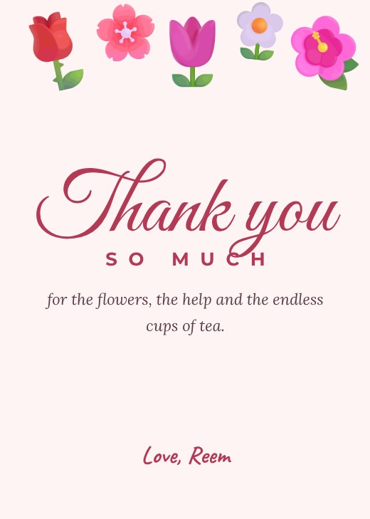 Thank You So Much Floral Card — free thank you card template