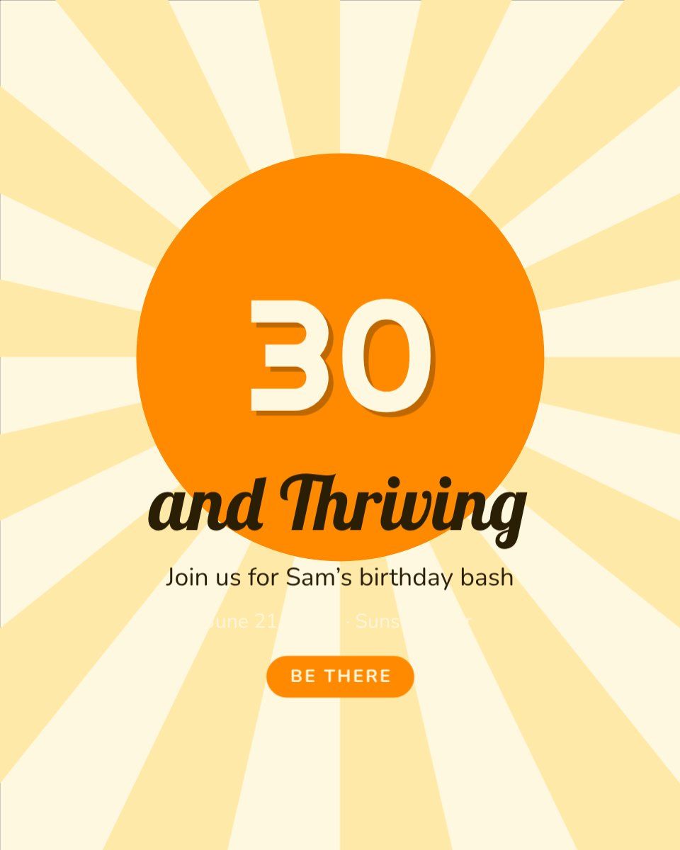 Thirty and Thriving Retro — editable birthday template
