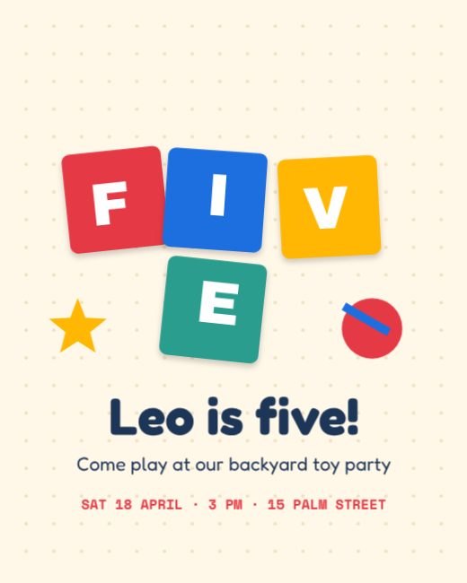 Throwback Toy Blocks Fifth Birthday template