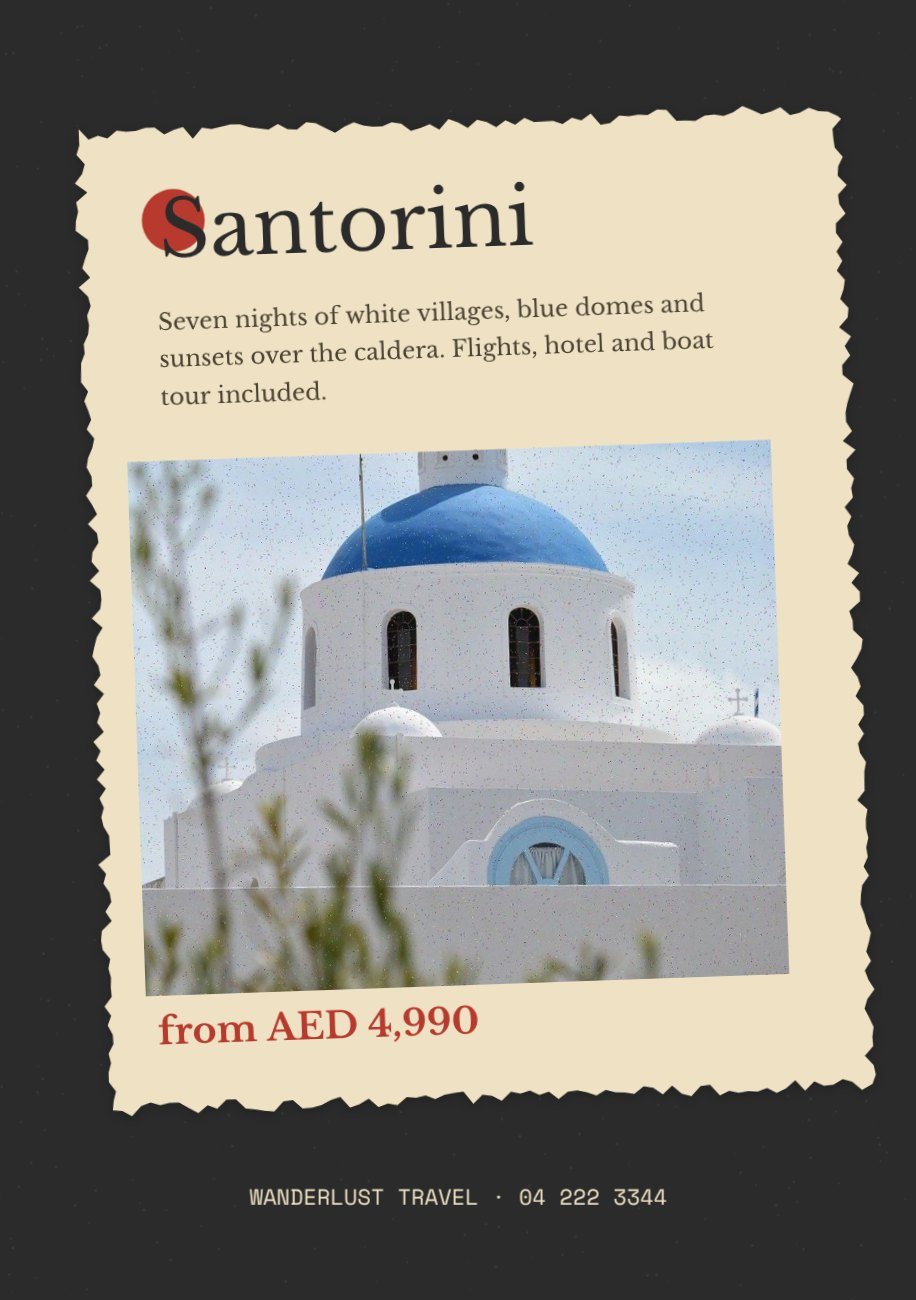 Torn Paper Travel Postcard Flyer — editable marketing template