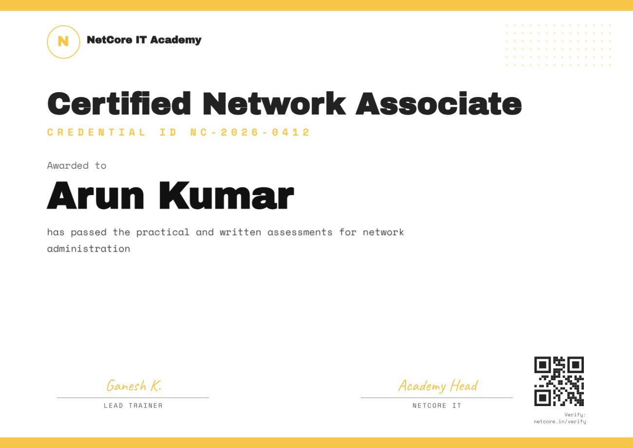 Training Certificate with QR Verify — editable certificates template