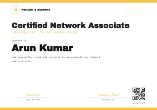 Training Certificate with QR Verify template