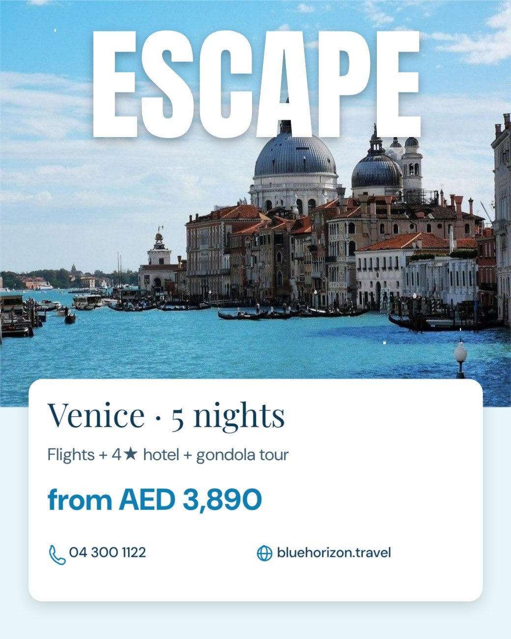 Travel Agency Summer Escape Post — editable marketing template