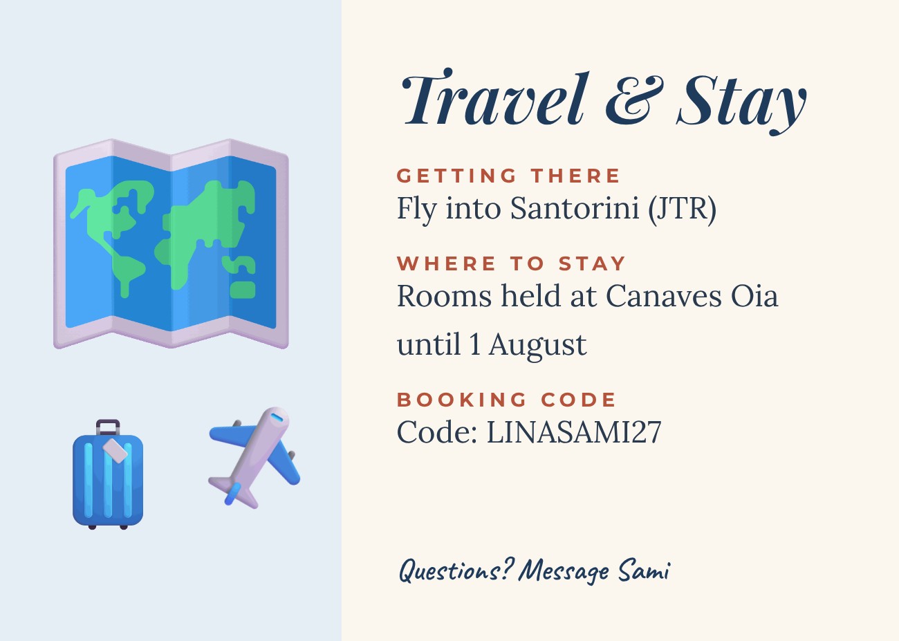 Travel and Stay Card — editable wedding template