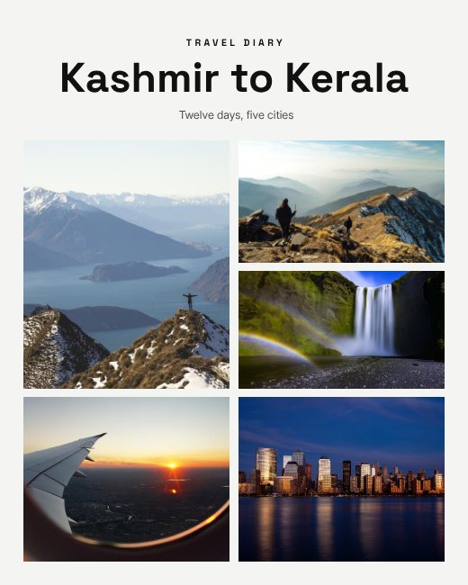 Travel Diary 5 Photo Collage
