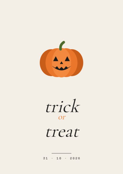 Trick or Treat Minimal Halloween Poster — free Halloween design template