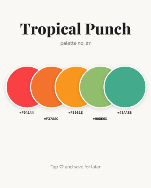 Tropical Punch Colour Palette Post template