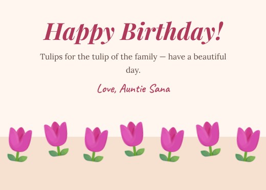 Tulip Border Landscape Card — free greeting card template