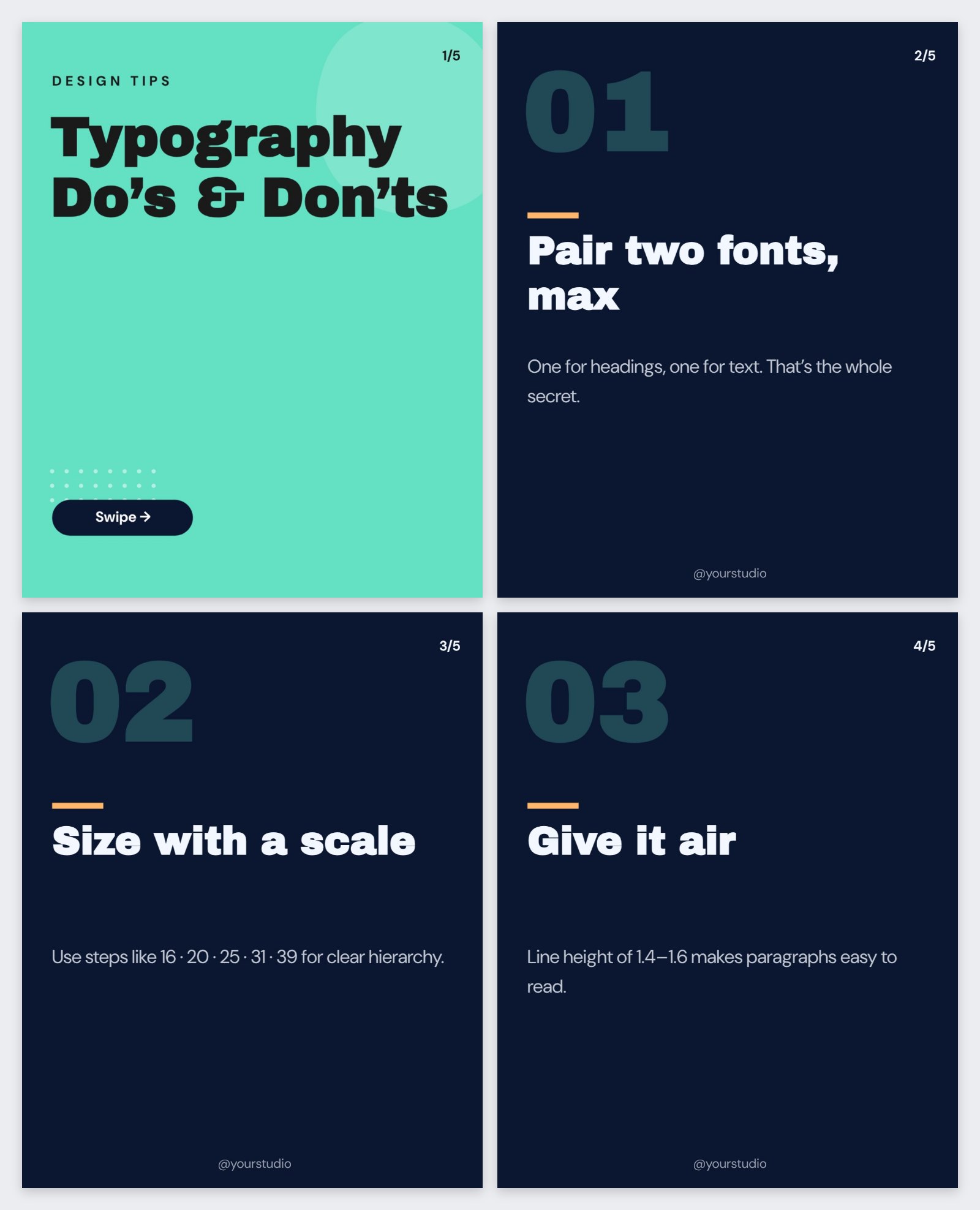 Typography Do’s & Don’ts Carousel — editable social media template