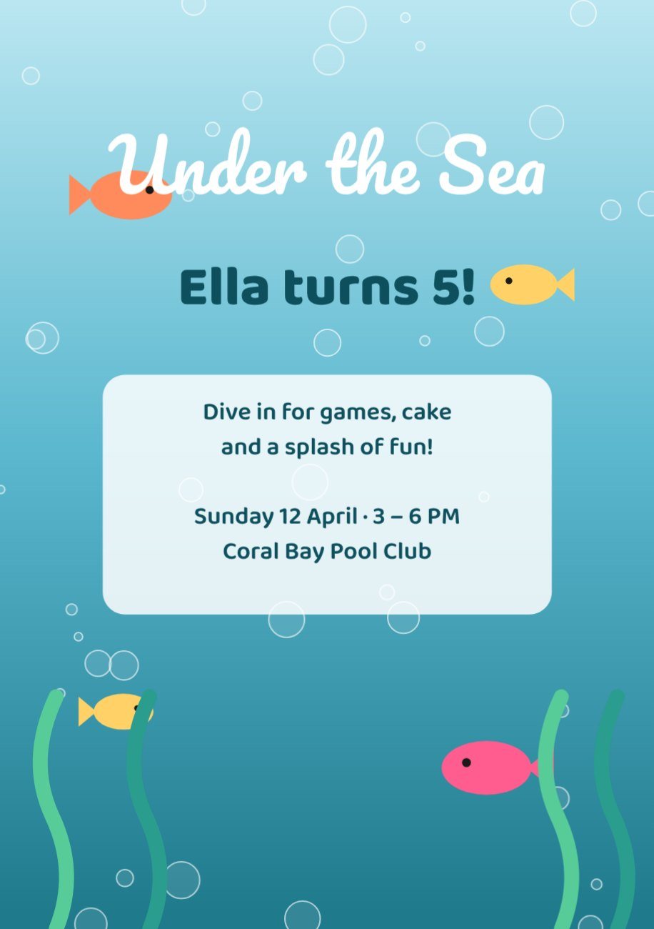 Under The Sea Kids Birthday Invitation — editable birthday template