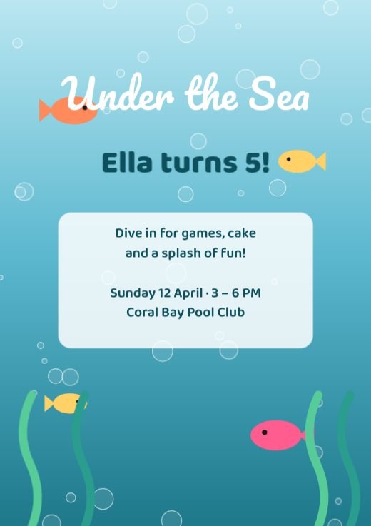 Under The Sea Kids Birthday Invitation template