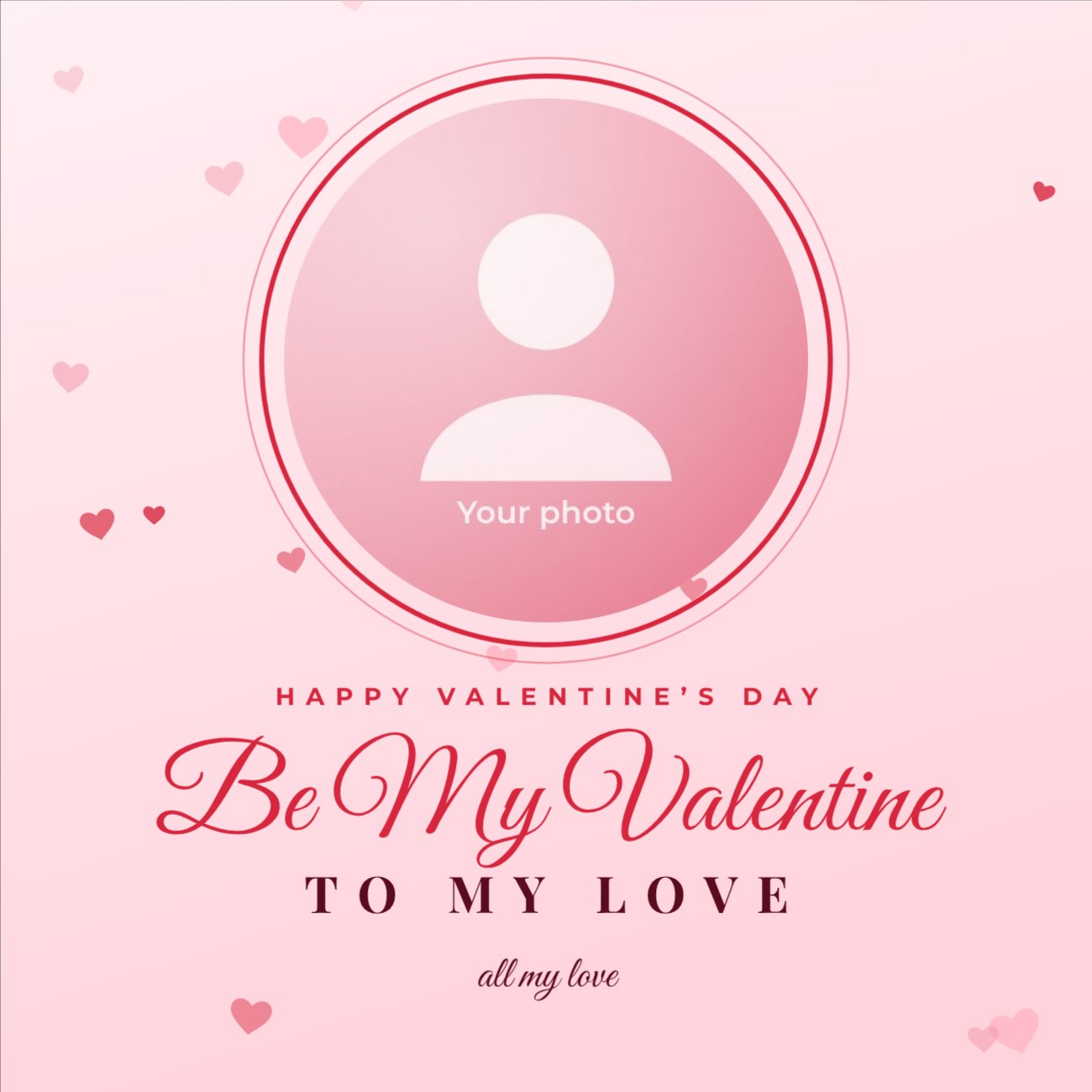 Valentine Red Circle Portrait Square Post — editable love & family template