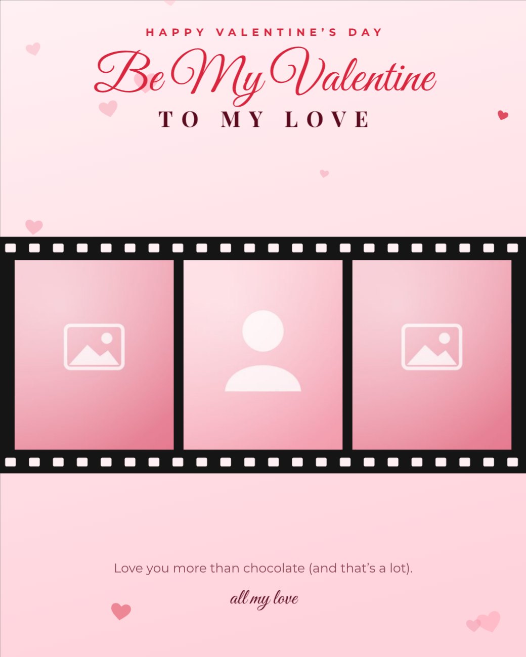Valentine Red Film Strip Post — editable love & family template