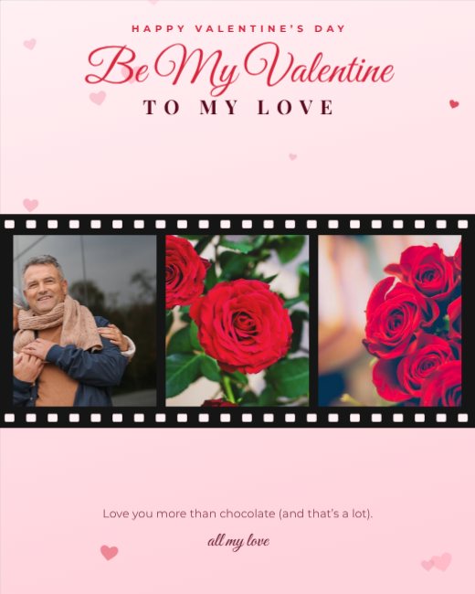 Valentine Red Film Strip Post — free Valentine’s Day design template