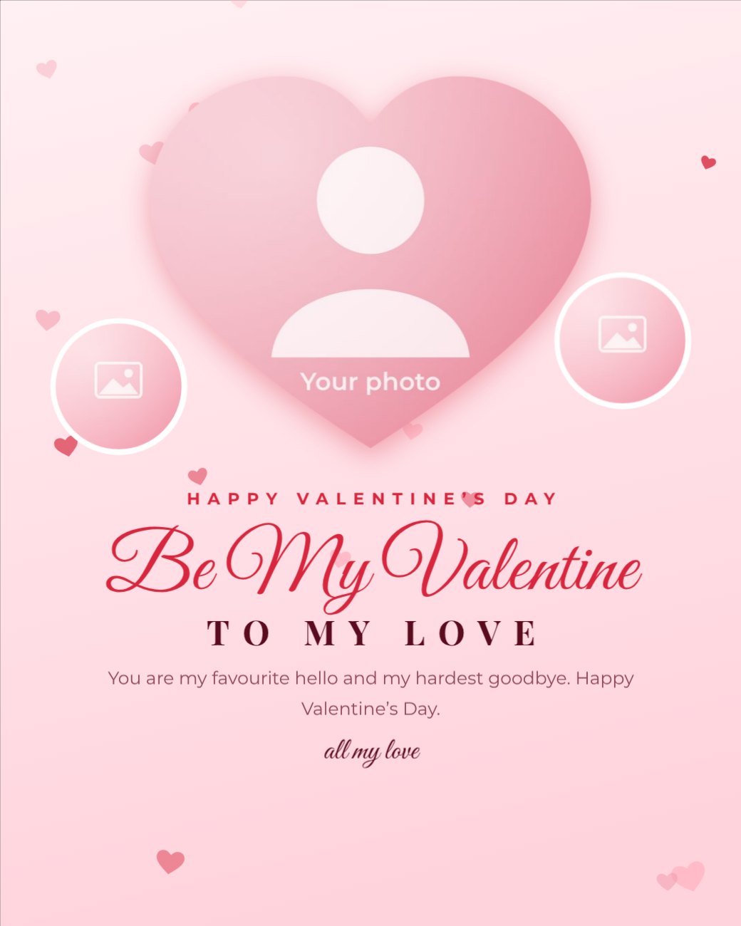 Valentine Red Heart Photo Post — editable love & family template