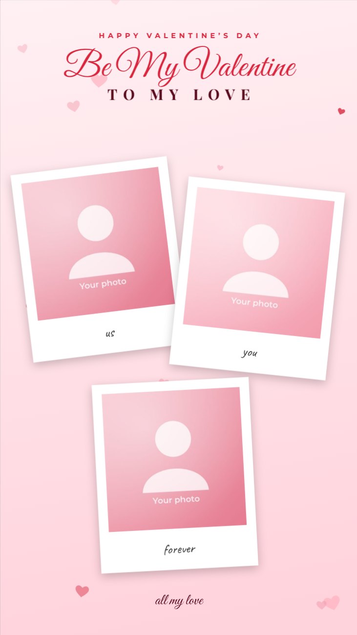 Valentine Red Polaroid Memories Story — editable love & family template