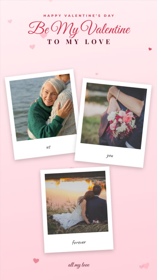Valentine Red Polaroid Memories Story — free Valentine’s Day design template