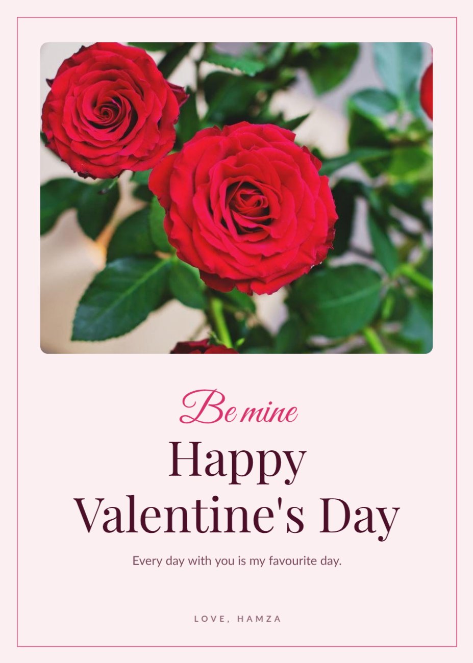 Valentine Roses Card — editable love & family template