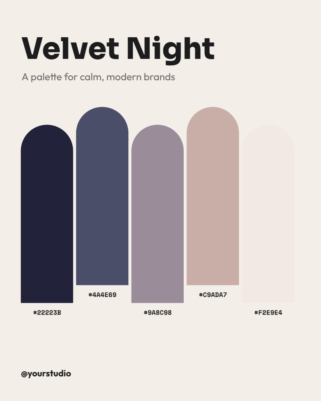 Velvet Night Colour Palette Post — editable social media template