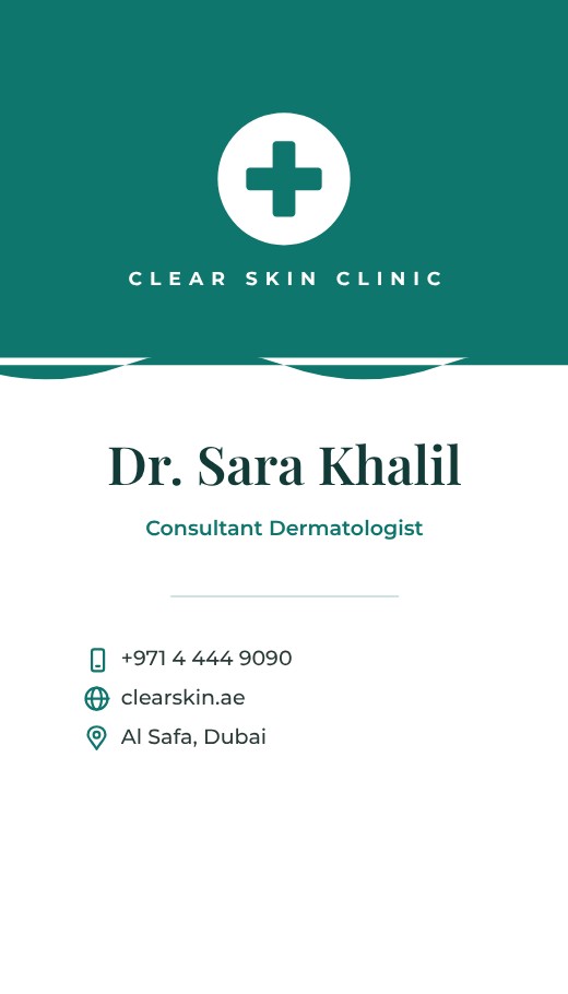 Vertical Clinic Business Card — free business card template