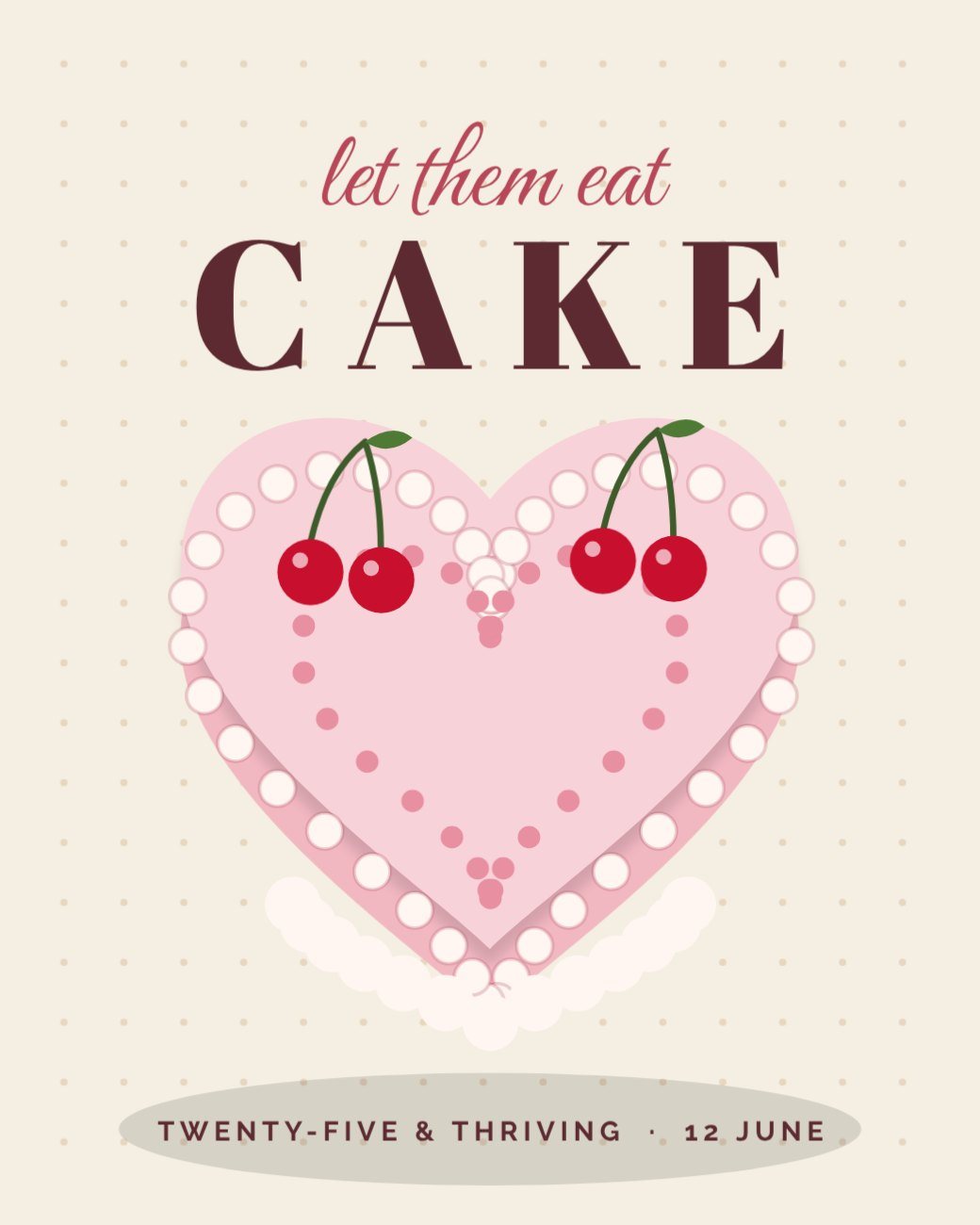Vintage Heart Cake Birthday Post — editable birthday template