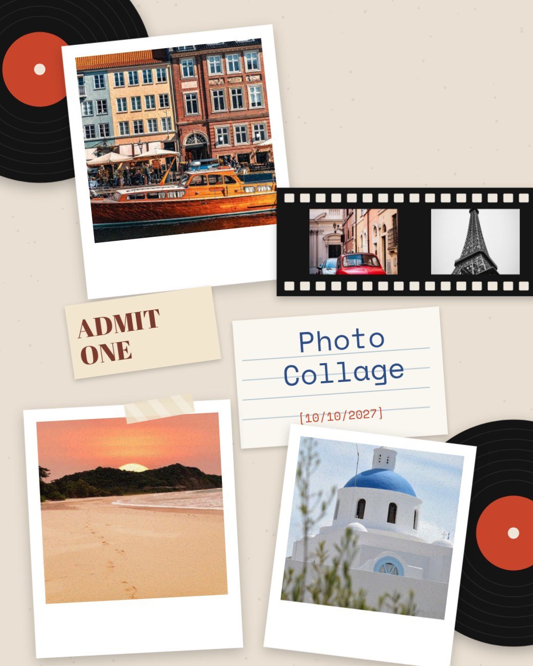 Vintage Memories Photo Collage Flyer — editable flyer template